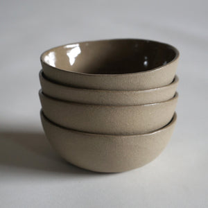 4 5" oatmeal stone desert bowls stacked