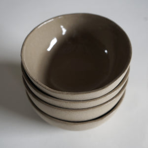 stack of 4 oatmeal stone 7" cereal bowls