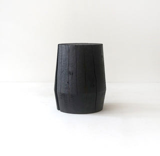 Solid wood smokestack stool in charred black finish