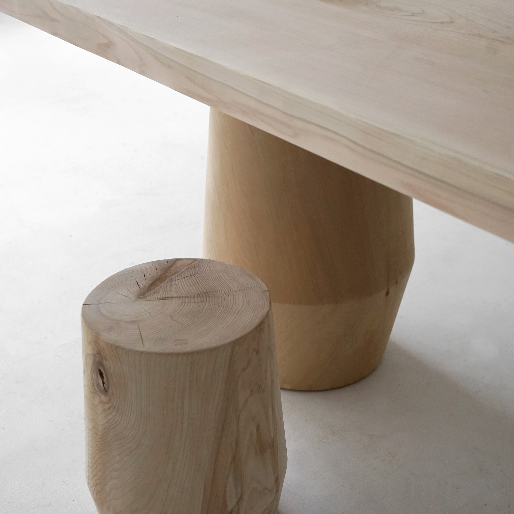 top detail of smokestack dining table with the smokestack stool