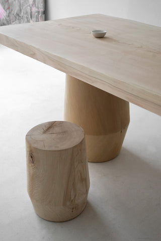 top detail of smokestack dining table with the smokestack stool