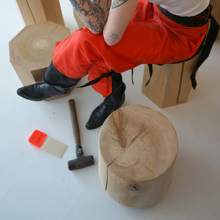 Top view of the smokestack stool showcasing the grains